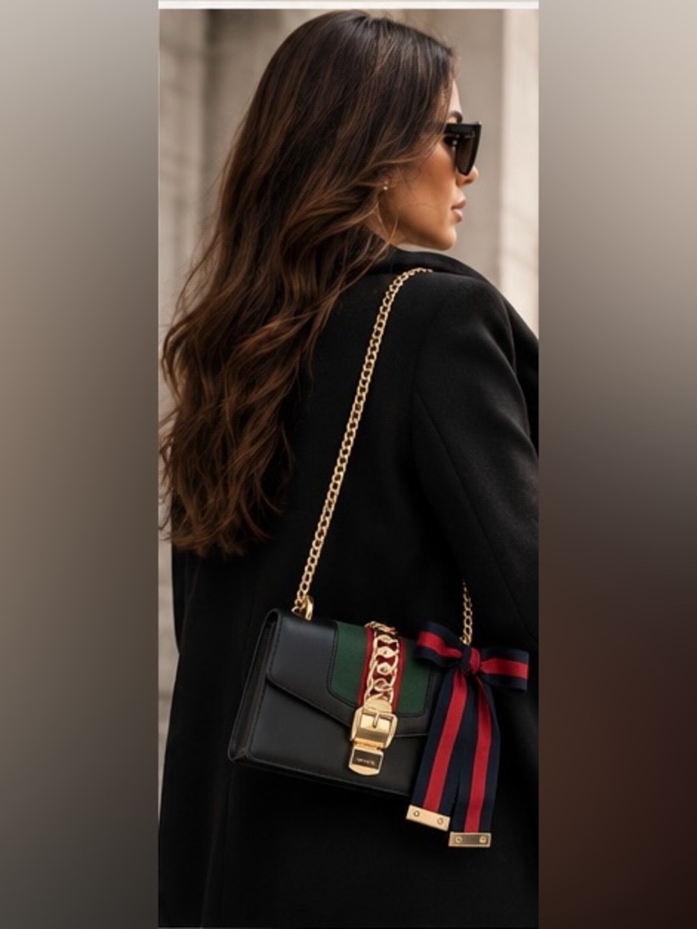 Authentic Gucci Sylvie Mini Leather Shoulder Bag | Black | Gold Hardware